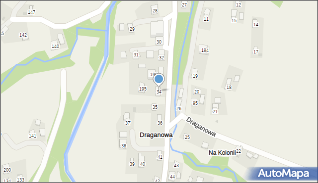 Draganowa, Draganowa, 34, mapa Draganowa