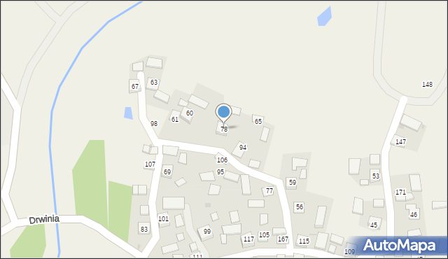Drwinia, Drwinia, 78, mapa Drwinia