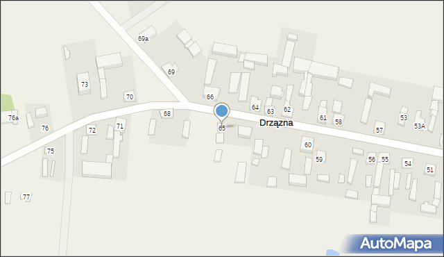 Drzązna, Drzązna, 65, mapa Drzązna