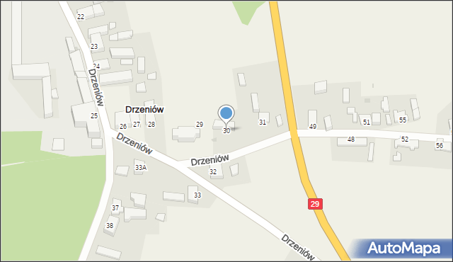 Drzeniów, Drzeniów, 30, mapa Drzeniów