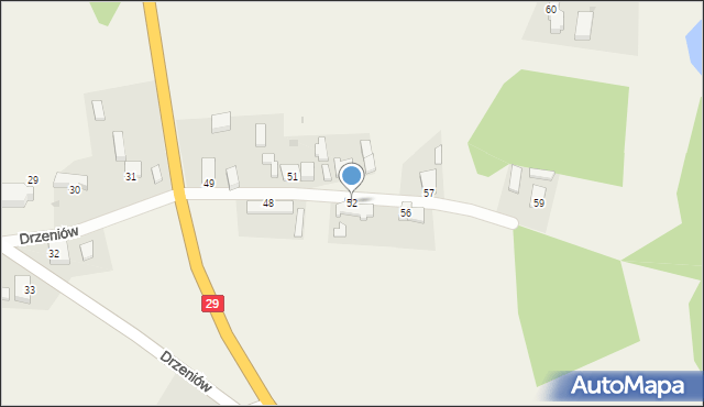 Drzeniów, Drzeniów, 52, mapa Drzeniów