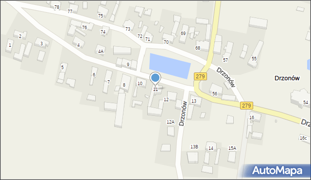 Drzonów, Drzonów, 11, mapa Drzonów