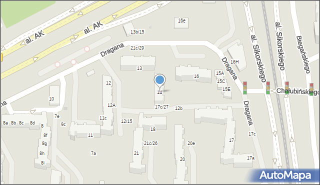 Gdańsk, Dragana Marcina, 14, mapa Gdańska