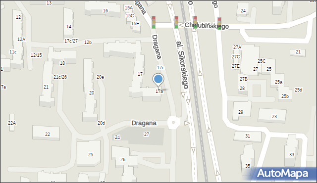 Gdańsk, Dragana Marcina, 17a, mapa Gdańska