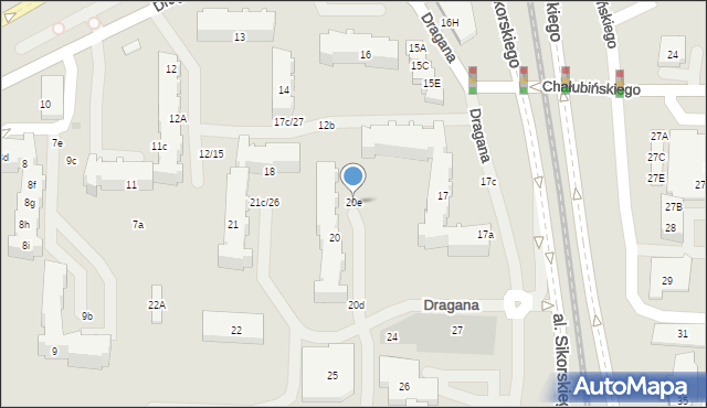 Gdańsk, Dragana Marcina, 20e, mapa Gdańska