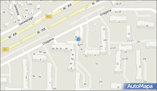 Gdańsk, Dragana Marcina, 7e, mapa Gdańska