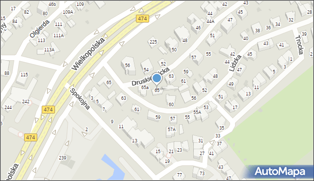 Gdynia, Druskiennicka, 65, mapa Gdyni