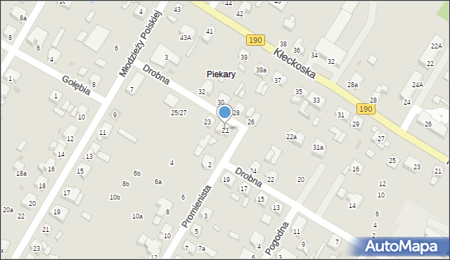 Gniezno, Drobna, 21, mapa Gniezna