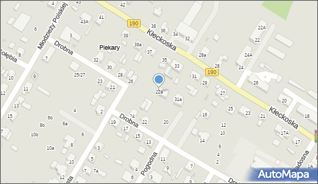 Gniezno, Drobna, 22a, mapa Gniezna