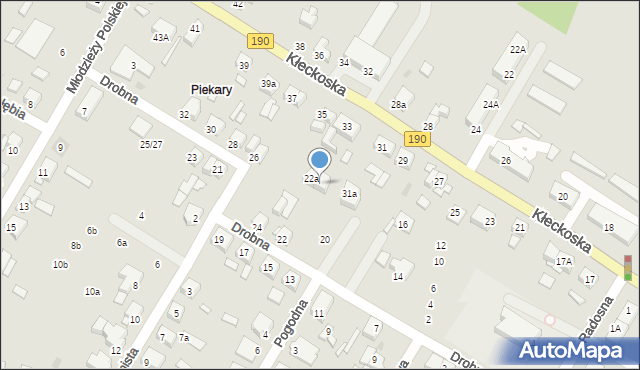 Gniezno, Drobna, 22b, mapa Gniezna