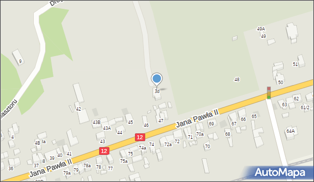 Gostyń, Droga do Klasztoru, 3d, mapa Gostyń