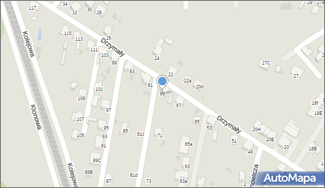 Imielin, Drzymały Michała, 69, mapa Imielin