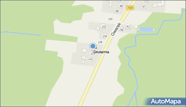 Janów, Drutarnia, 110, mapa Janów