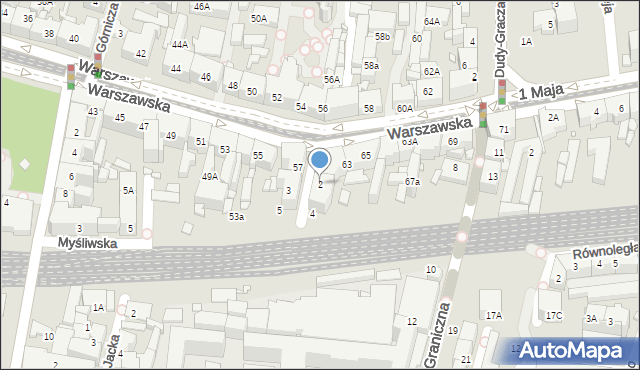 Katowice, Druckiego-Lubeckiego Franciszka, 2, mapa Katowic