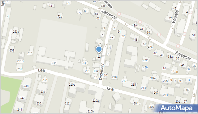 Kraków, Drzymały, 11, mapa Krakowa
