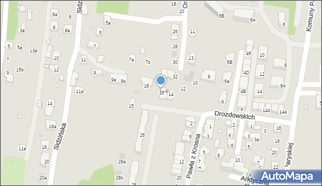 Kraków, Drozdowskich Karola i Jerzego, 16, mapa Krakowa