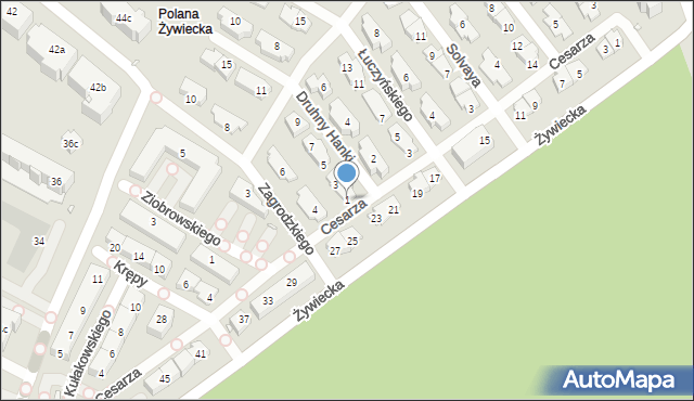 Kraków, Druhny Hanki, 1, mapa Krakowa