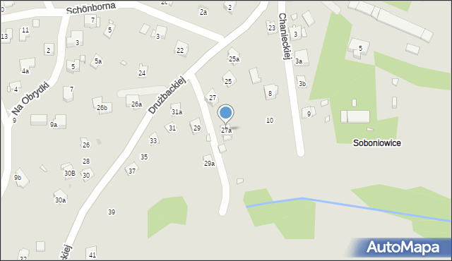 Kraków, Drużbackiej Elżbiety, 27a, mapa Krakowa