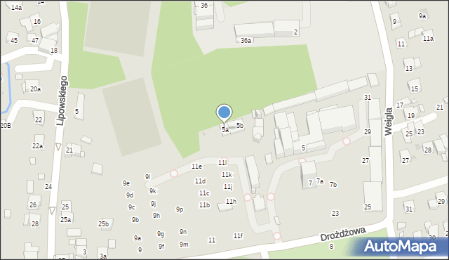 Kraków, Drożdżowa, 5a, mapa Krakowa