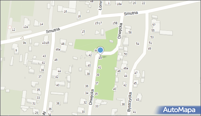 Łódź, Drwęcka, 43, mapa Łodzi
