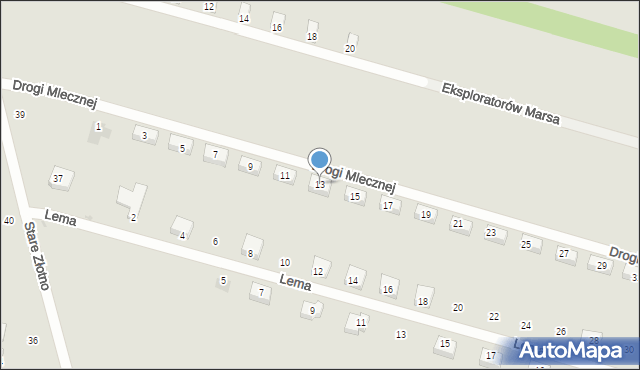 Łódź, Drogi Mlecznej, 13, mapa Łodzi