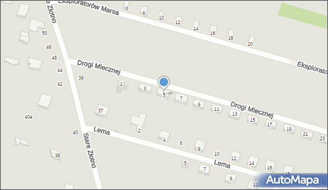 Łódź, Drogi Mlecznej, 5, mapa Łodzi