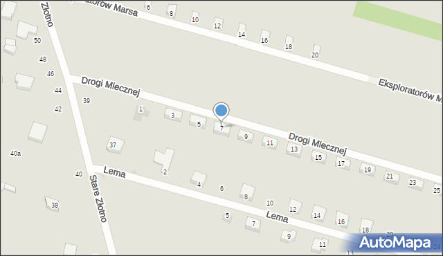 Łódź, Drogi Mlecznej, 7, mapa Łodzi