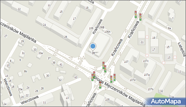 Lublin, Droga Męczenników Majdanka, 28, mapa Lublina