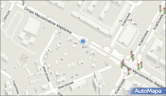 Lublin, Droga Męczenników Majdanka, 37, mapa Lublina