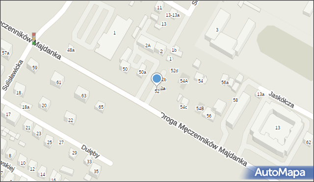 Lublin, Droga Męczenników Majdanka, 52, mapa Lublina