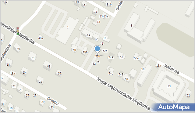 Lublin, Droga Męczenników Majdanka, 52b, mapa Lublina