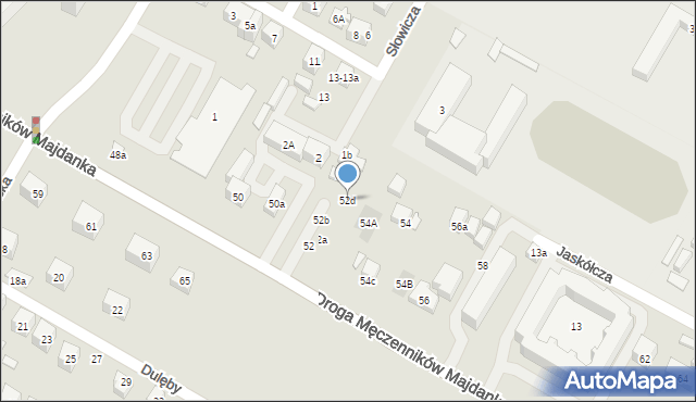 Lublin, Droga Męczenników Majdanka, 52d, mapa Lublina