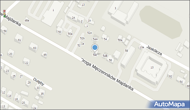 Lublin, Droga Męczenników Majdanka, 54c, mapa Lublina