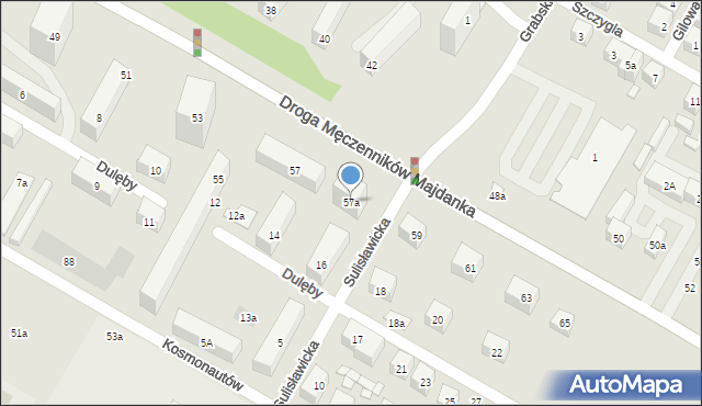 Lublin, Droga Męczenników Majdanka, 57a, mapa Lublina