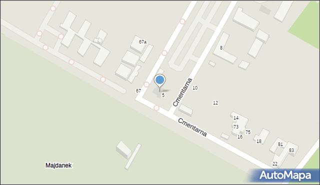 Lublin, Droga Męczenników Majdanka, 69b, mapa Lublina