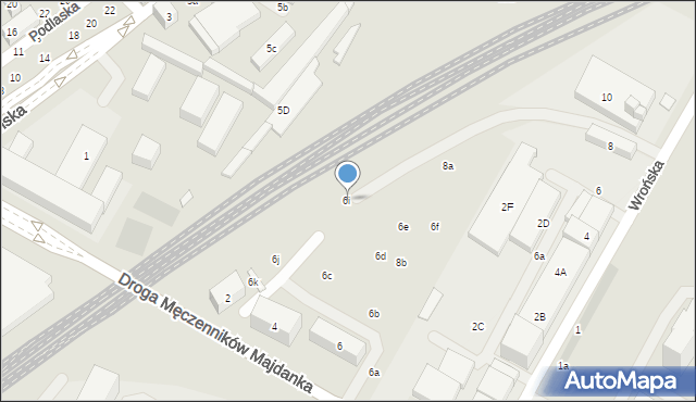 Lublin, Droga Męczenników Majdanka, 6i, mapa Lublina