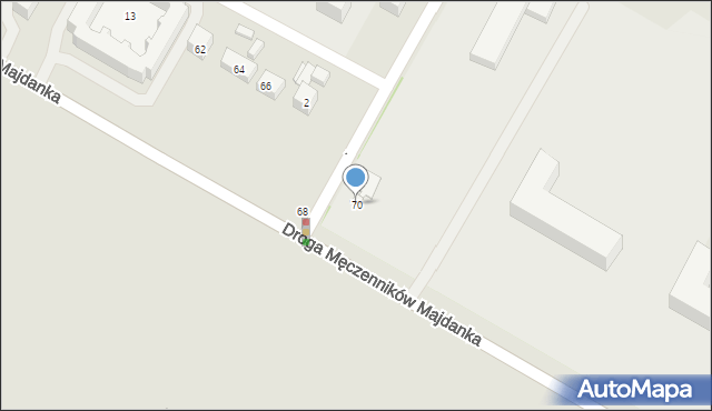 Lublin, Droga Męczenników Majdanka, 70, mapa Lublina