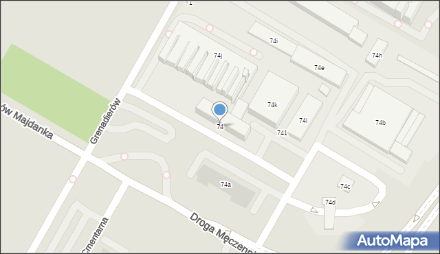 Lublin, Droga Męczenników Majdanka, 74, mapa Lublina