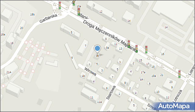 Lublin, Droga Męczenników Majdanka, 9b, mapa Lublina