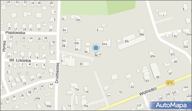 Mielec, Drużbackiej, 6a, mapa Mielca