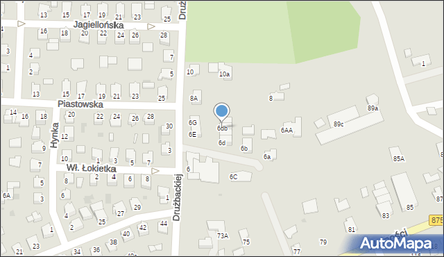 Mielec, Drużbackiej, 6db, mapa Mielca