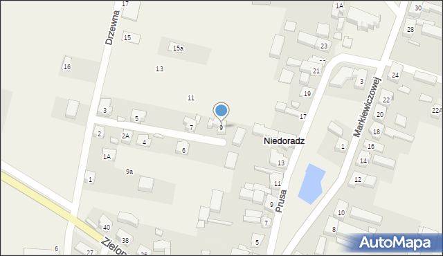 Niedoradz, Drzewna, 9, mapa Niedoradz