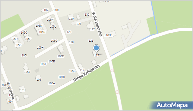 Niepołomice, Droga Królewska, 115, mapa Niepołomice