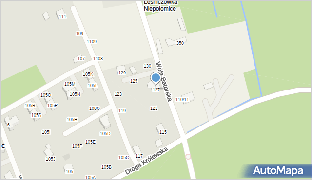 Niepołomice, Droga Królewska, 127, mapa Niepołomice