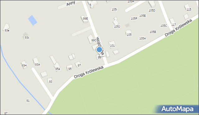 Niepołomice, Droga Królewska, 99, mapa Niepołomice