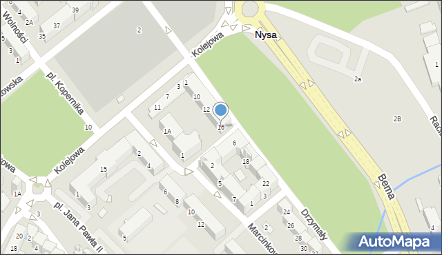 Nysa, Drzymały Wojciecha, 16, mapa Nysy
