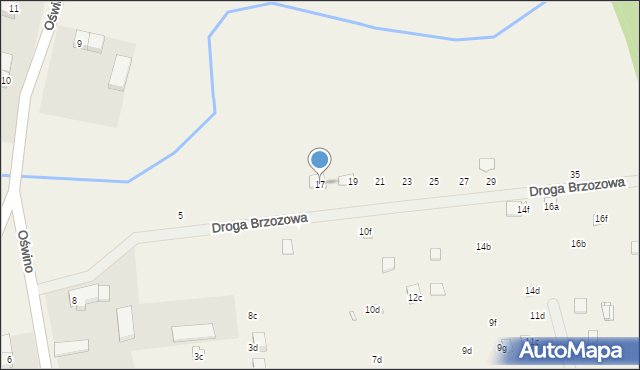 Oświno, Droga Brzozowa, 17, mapa Oświno