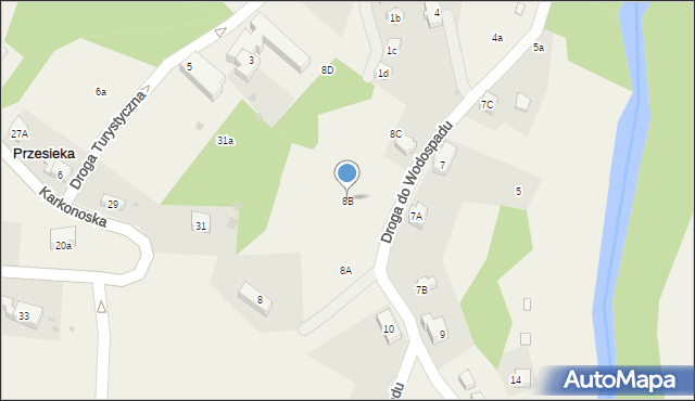Przesieka, Droga do Wodospadu, 8B, mapa Przesieka