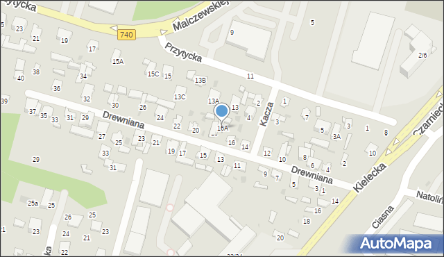 Radom, Drewniana, 16A, mapa Radomia