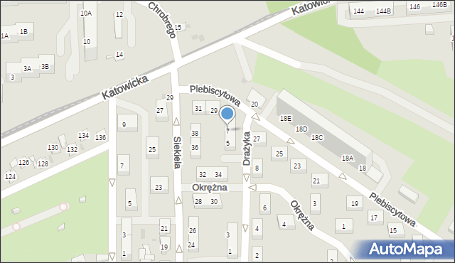 Ruda Śląska, Drażyka Jerzego, 7, mapa Rudy Śląskiej